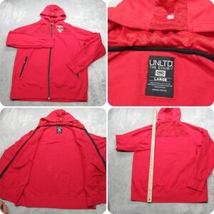 UNLTD The Exhibit‎ Hoodie Mens Large Red Collab Full Zip Heavyweight Sweatshirt